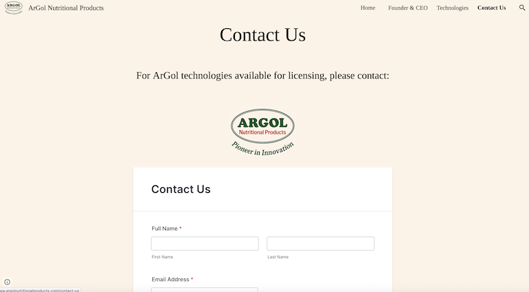 ArGol Contact Page